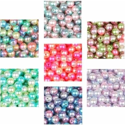 Round Rainbow Color Imitation Pearls Beads (4/6/8/10mm 350pcs) Crafts Decoration for DIY Bracelets Necklaces Jewelry Making