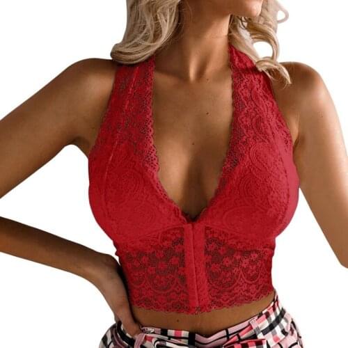 Sexy Lace Underwear Vest Women Deep V-neck Solid Color Beauty Back Tank Tops Front Row Buckle White Corset Top Plus Size