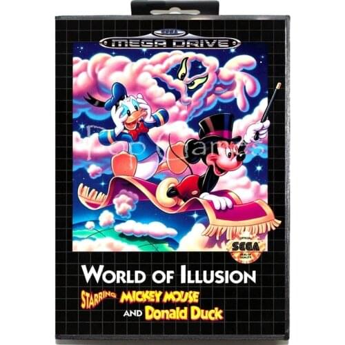 World Of Illusion with Box for 16 bit Sega MD Game Card for Mega Drive for Genesis Video Console