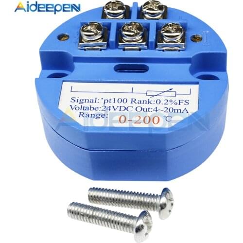 RTD PT100 0-200 Degree Temperature Sensor Transmitter Module DC 24V 4-20MA Temperature Sensors Detector Module