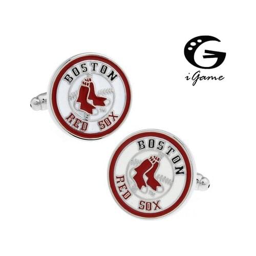 IGame Mens Cuff Links Red Color Baseball Team Design Free Shipping
