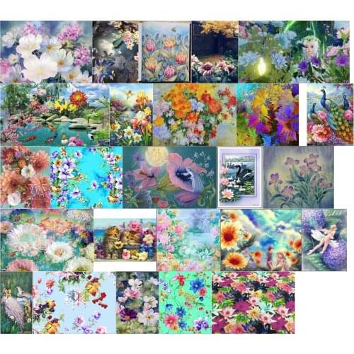 Flowers 2 14CT 18CT DIY Cross Stitch Embroidery Kits Craft Needlework Set 11CT Printed Canvas Cotton Thread Scenery