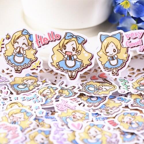 Cute Alice in Wonderland Girl Decoration Scrapbooking Stickers for Kids Teens Children DIY Craft Photo Albums Decals Diary Deco
