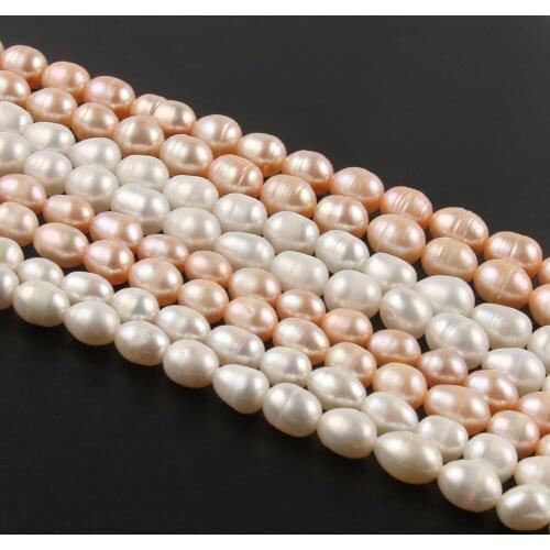 Natural Freshwater Cultured Pearls Beads Rice Shape Pink White Color Loose Pearl For Jewelry Making DIY Bracelet Charms 15