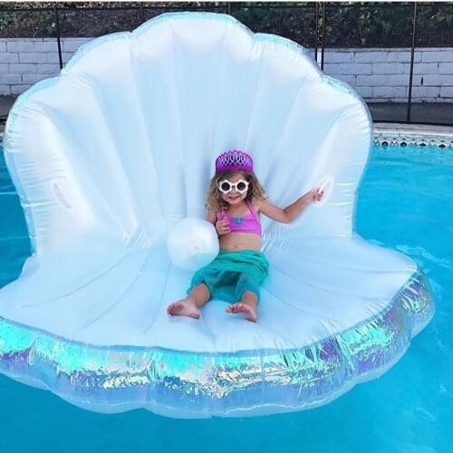 2019 Newest Giant Pool Float Shell Pearl Scallops Inflatable Funny Aquatic Toy Adult Kids Air Mattress Swim Life Buoy For Bikini