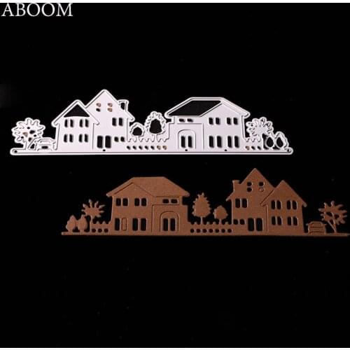 ABOOM New Warm House Villa Cutting Dies Metal For Scrapbooking Album Embossing Paper Cards Fun DIY Gift Halloween Card Template