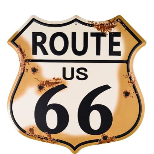 Novelty route 66 Highway Vintage Retro Wall Décor Shield Metal Plaque Sign