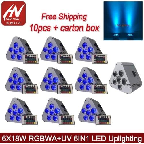 10pcs ProLights 6 x 18w RGBWA + UV 6 IN 1 Wireless LED Uplighter Rechargeable Battery Powered Wireless LED Wedding Uplight