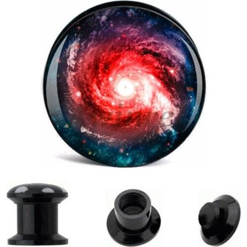 Wholesale Ear Gauge Plugs Red Dusty Nebula Acrylic Screw Fit Flesh Tunnel Plug Eyelet Body Piercing Jewelry 6mm-25mm AW40233