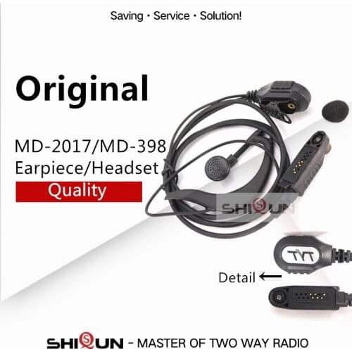 Original Headset Mic Earpiece for TH-UV8000D Quality Headset of MD-2017 Compatible with RT82 RT87 RT83 V-2017 HD1 DMR Radio TYT
