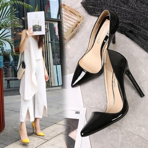 Sexy Low-Cut 4" Heel Patent Leather Pumps Big Size 35-47 Mens Heels Drag Queen Trans Queer Party Club Yellow Green Women Shoes