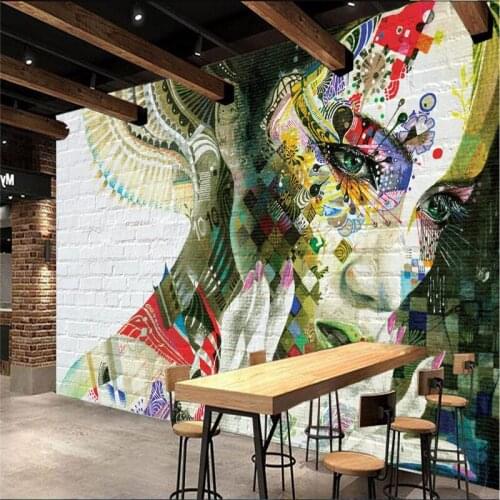 Beibehang Custom any size mural wallpaper brick wall colorful sexy beauty wall decorative painting papel de parede