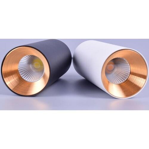 Surface mounted Ceiling Led Lamp Spotlight White and Black Finish Golden Cup COB Chip Downlight