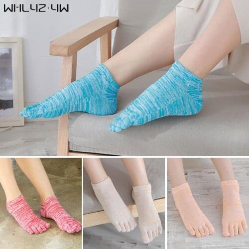 Colorful No Show Socks With Toes Woman Girl Pure Cotton Soft Elastic Harajuku Five Finger Ankle Socks Street Fashion Hot Sell