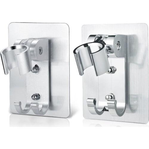 Adjustable Shower Head Holder Self-adhesive Handheld No Suction Up Holder Wall Mounted Bathroom Shower Holder Bracket