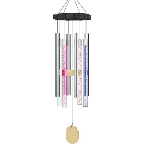 Solar Wind Chime Outdoor Light Memorial Wind Chime with Color Changing RGB LED Chandelier IP65 Waterproof, Suitable