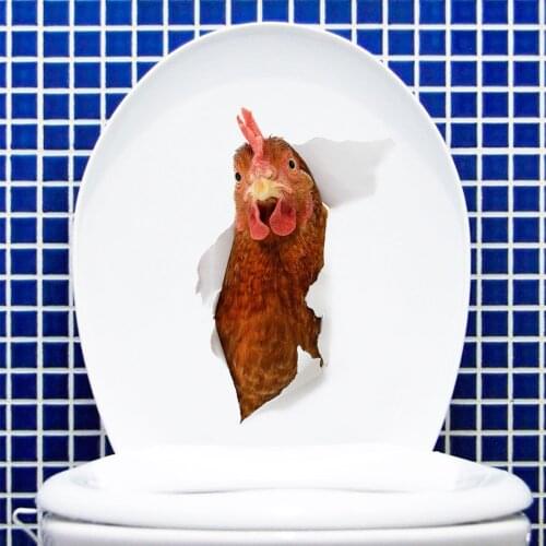 New Style 3D Little Duck Chicken Head Creative Wall Stickers Cool Toilet Chamber Pot Cabinet Stickers