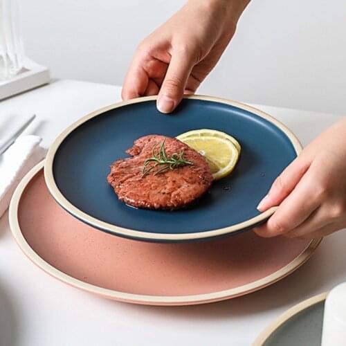 Plate Western Food Household Utensilios De Cocina Ceramic Steak Pasta Plate Dish Flat Plate Breakfast Nordic Compote Reutilisab