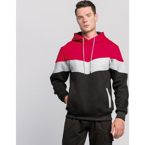 New Mens Hooded Sweatshirt Patchwork Hoodies Clothing Casual Loose Fleece Warm Streetwear Male Fashion Spring Autumn Outwear