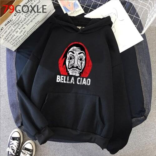 Money Heist Hoodies Men Funny Anime La Casa De Papel Black Hooded Kawaii Bella Ciao Cool House of Paper Unisex Sweatshirt Male