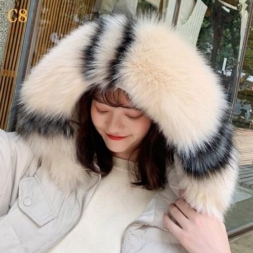 Female Women colorful Fluffy Faux Fur Collar Thick Luscious Fur Scarves with Buttons Threads Loops 80CM F035