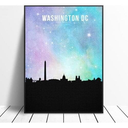 WASHINGTON DC Starry City Skyline Canvas Art Print Wall Poster Living Room Decoration No Frame