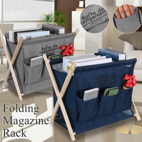 X-shape Foldable Magazine Book Basket Organizer Printed Collapsible 1 Grid Home Laundry Hamper Sorter Laundry Basket