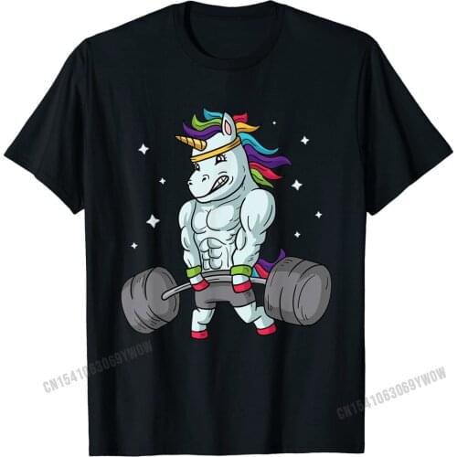 Weightlifting Unicorn Funny Deadlift & Gym Gift T-Shirt Tshirts Europe Retro Mens Tops Shirt Europe Cotton