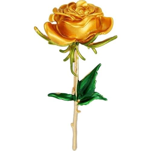 Alloy Drip Oil Rose Flower Brooch for Women 2021 New Fashion Girl Party Clothes Skirt Pin Jewelry Bag Accessories Enamel Pins