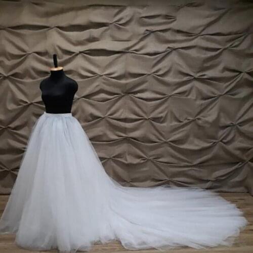 Tulle Skirt Women jupe femme White Long Tulle Skirt Wedding Party Female Wear Maxi Skirts Puffy Train Back