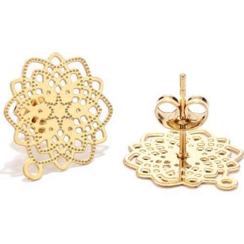 Gold tone 304 Stainless Steel Ear Studs Pin Earring Backs with hollow Post for Earring Finding 10pcs/lot