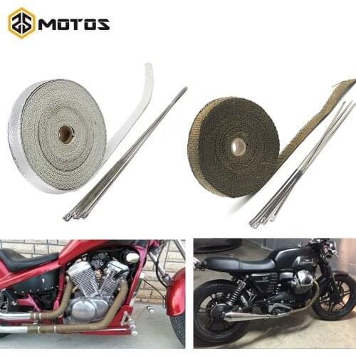 ZS MOTOS 1.5 mm*50 mm*5m/10 m/15m Fiberglass Exhaust Protection Pipe Heat Header Insulation Tape Turbo Wrap Heat Insulating