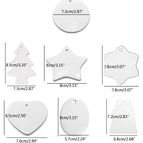 R2LE 10 Pcs Sublimation Blank Pendant Heat Transfer Ceramic Ornaments Christmas Decor