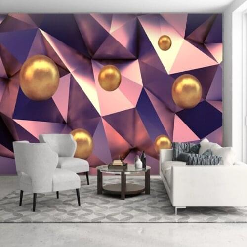 Custom papel de parede 3d, gold ball geometric mural for living room bedroom background decorative waterproof wallpaper