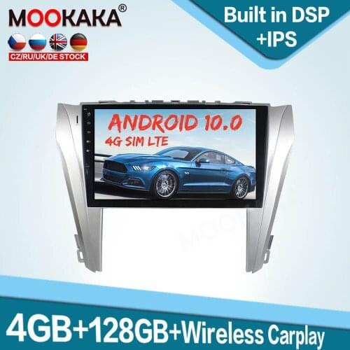4G SIM LTE Android 10.0 128GB Car Multimedia Player for Toyota Camry 2014 2015 Auto Radio Stereo GPS Navigation Head Unit Audio