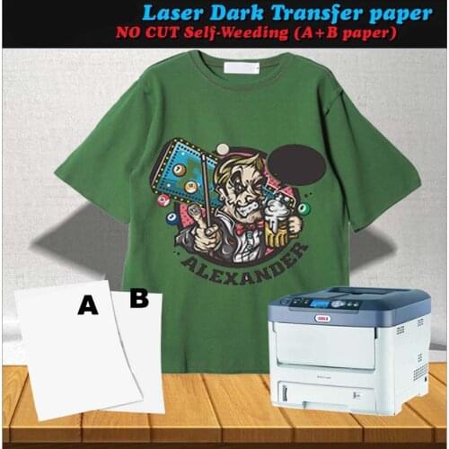 A4 5set 10set Size A+B Dark Laser No Cut Heat Transfer Paper Self Weeding Thermal Paper Transfer For T-shirt