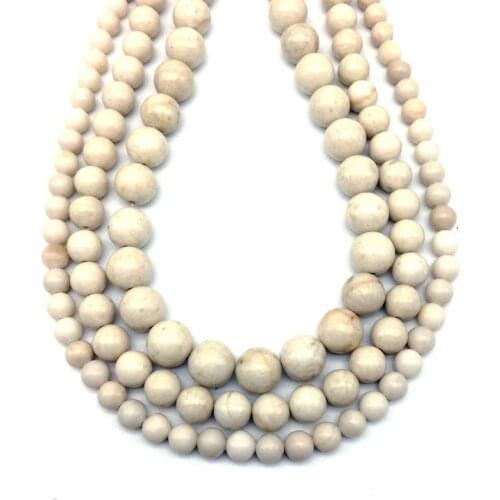 White Color Beads New Arrival Natural Wooden Beige Color Stone Beads Round Spacer 6 mm 8 mm 10 mm DIY Jewelry Making