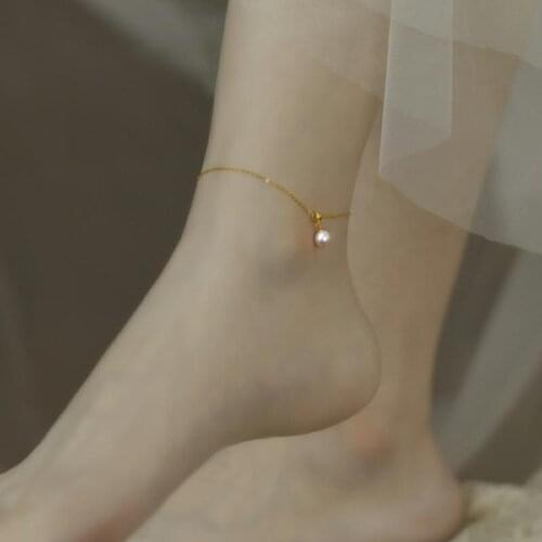 ZHIXI Natural Freshwater Pearl Anklet 14K Pure Gold Filled Chain Original Simple Style Handmade Custom Exquisite Jewelry Ladies