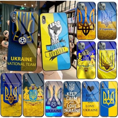 YJZFDYRM Hot Ukraine flag Coque Shell Phone Case Tempered Glass For iPhone 11 Pro XR XS MAX 8 X 7 6S 6 Plus SE 2020 case