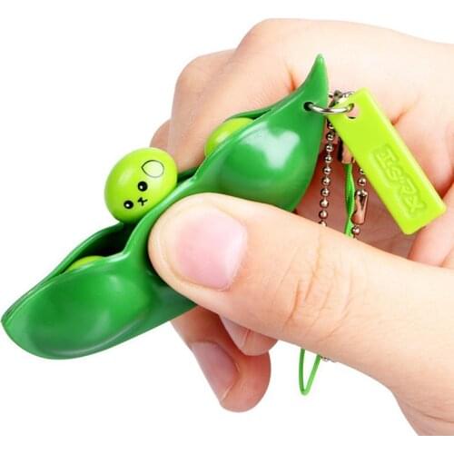 Creative Decompression Fidget Toys Decompression Edamame Toys Soft Squeeze Pea Keychains Cute Pressure Adult Toys Rubber Boys C