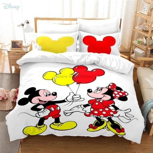Children Cartoon Disney Mickey Mouse Minnie Mouse 3d Duvet Cover Pillowcase Bedding Sets for Boys Girls Kids Adult Home Decor