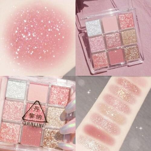 DIKALU Transparent 9 Colors Acrylic Eyeshadow Palette Earth Color Eye Makeup Matte Pearlescent Nine Square Grid Eye shadow TSLM1