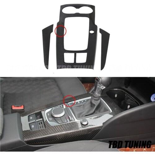 For Audi A3 S3 RS3 2014 - 2018 Carbon Fiber 3 pcs Car Interior Moldings Console Gear Shift Panel and Side Strip Cover Trim