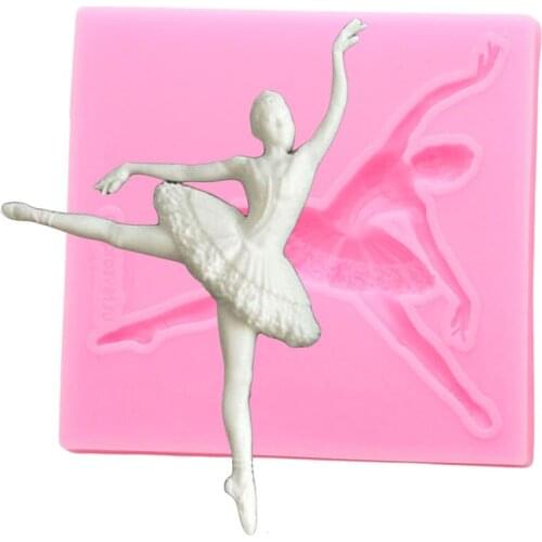 Ballet Girl Cupcake Topper Fondant Mould Cake Decorating Tools Baby Birthday Cake Border Silicone Mold DIY Candy Chocolate Molds