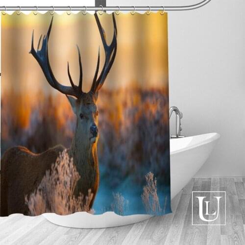 Hot New Eco-friendly Sika deer Shower Curtain Custom Bathroom Curtain modern Polyester Fabric Thick Waterproof Mildew