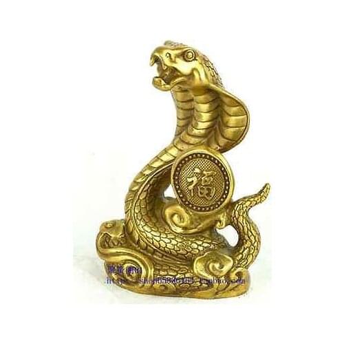 Chinese Boutique collection pure copper carved snake statue Ornament Decoration