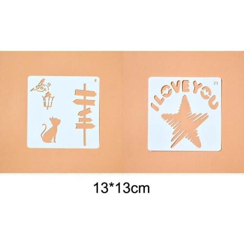 2pc Road Sign Openwork Template Bullet Journal Engraving Drawing Stencil DIY Scrapbooking Album Decorative Embossing Template