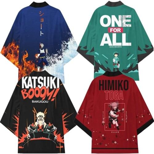 Anime My Hero Academia Todoroki Shoto Bakugou Katsuki Deku Cosplay Costume Coat Uniform Cloak Tops Kimono Haori Shirt Unisex