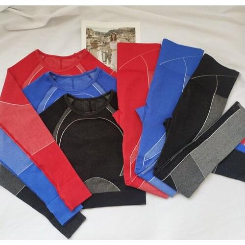 Women Sport Suit Hollow Gym Workout Clothes Long Sleeve Fitness Crop Top + High Waist Energy Seamless Leggings Yoga Set