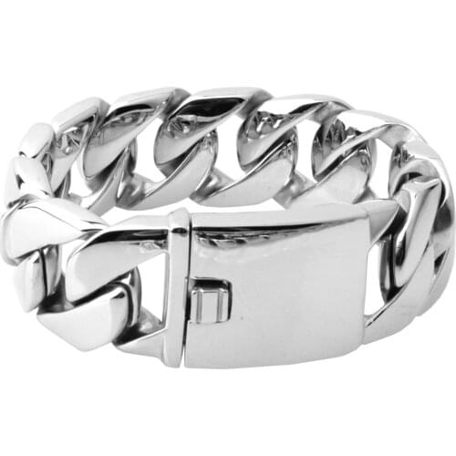 26/31MM 316L Stainless Steel Curb Cuban Bracelet Huge Heavy Silver Color Chain Wholesale Jewelry Mens Boys Bracele